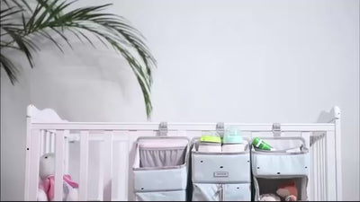 Sunveno Baby Storage Organizer Crib Hanging Storage Bag Caddy Organizer for Baby Essentials Bedding Set Diaper Storage Bag